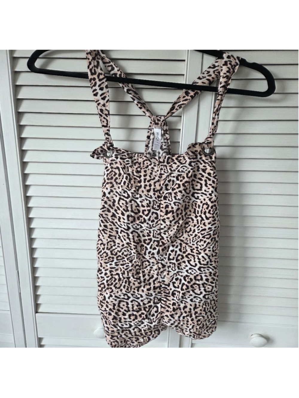 Women's RVCA Leopard Print Romper S Beige Black